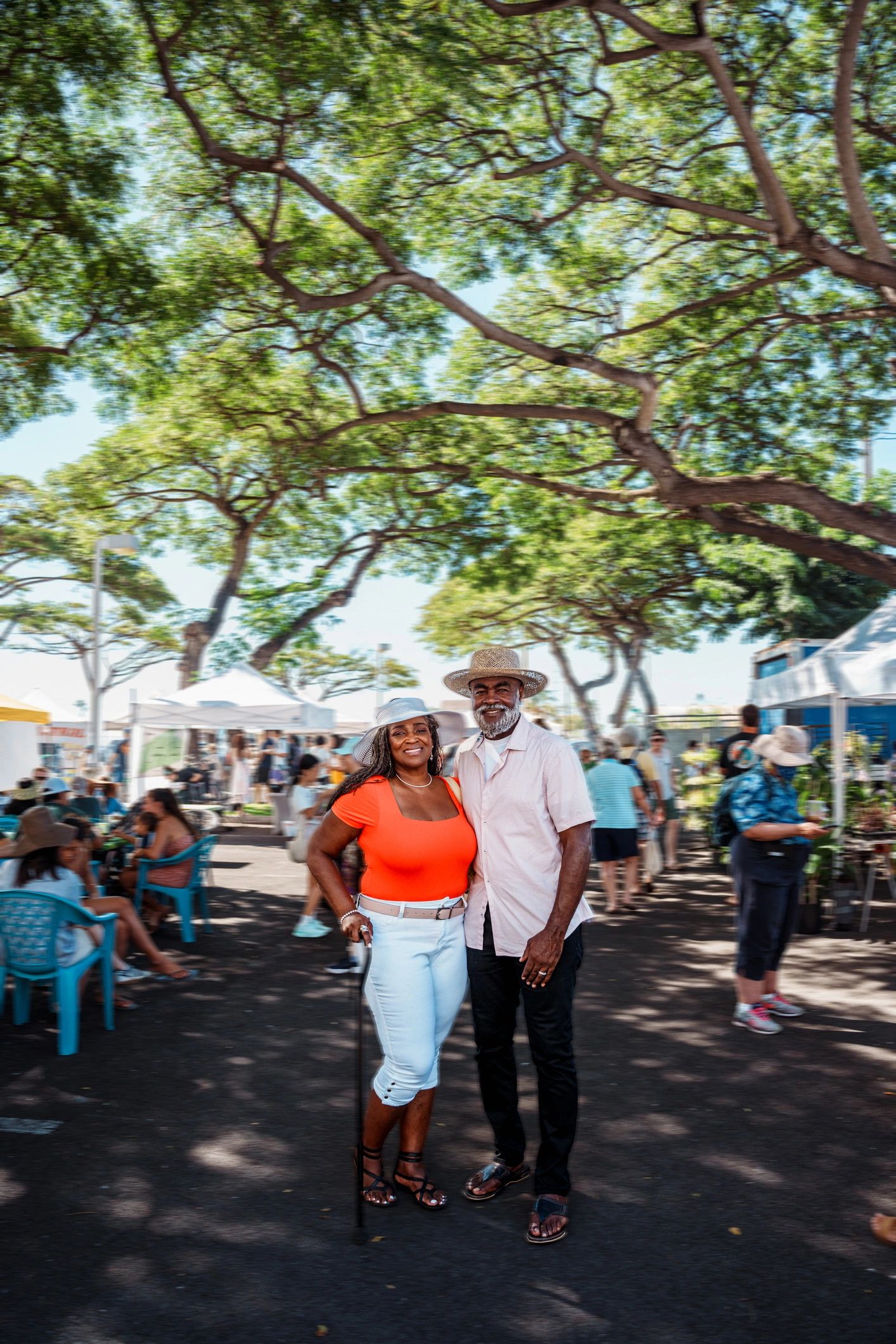 Couple browsing at a farmers market